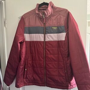 L.L. Bean Burgundy and Gray Quilted Jacket